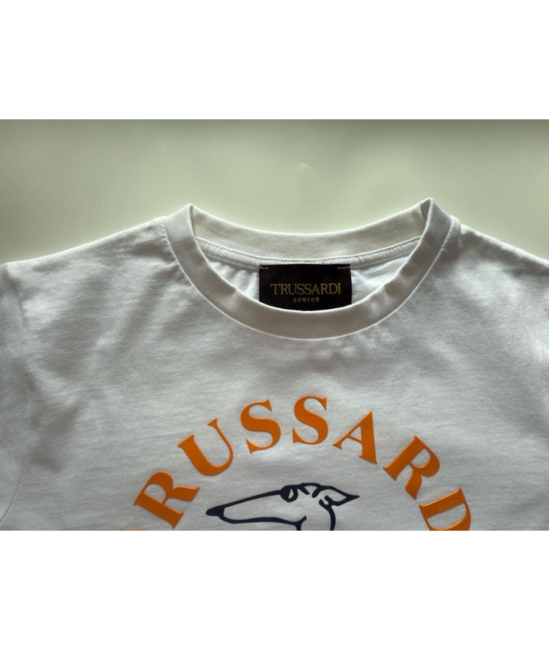 TRUSSARDI Белая хлопковая детская футболка, фото 3