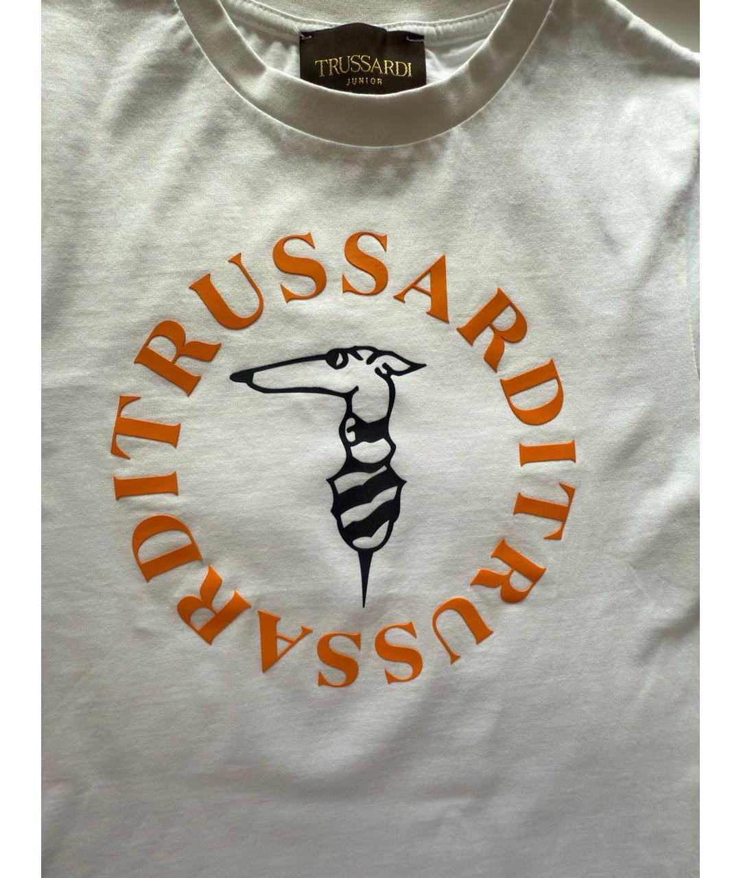 TRUSSARDI Белая хлопковая детская футболка, фото 5