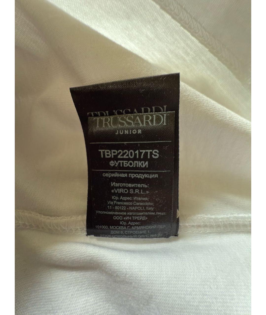 TRUSSARDI Белая хлопковая детская футболка, фото 6