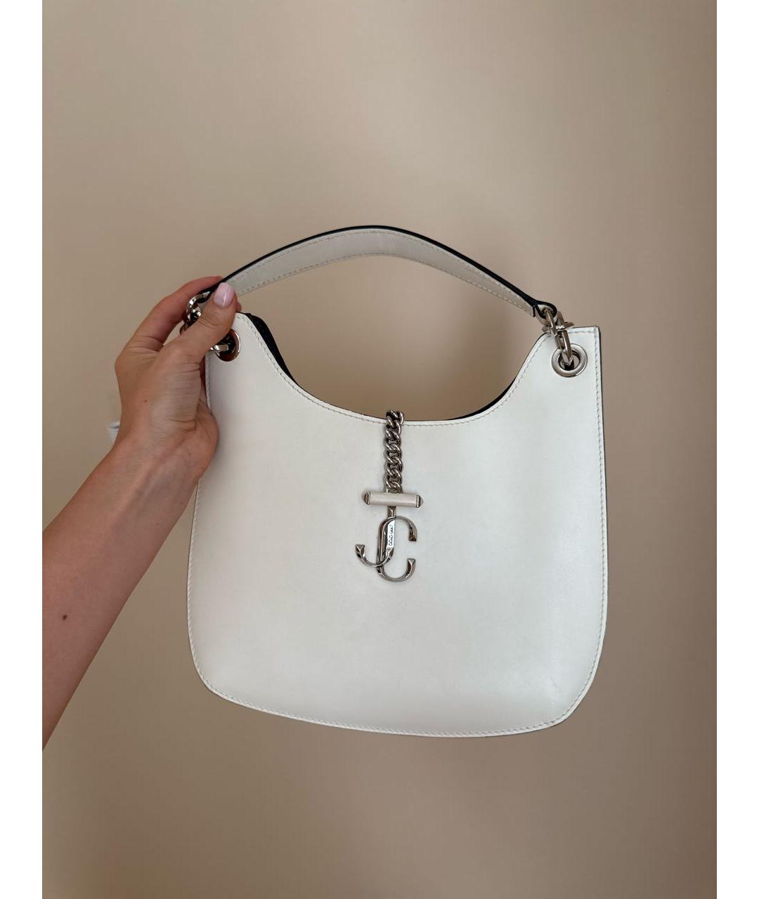 JIMMY CHOO Белая кожаная сумка с короткими ручками, фото 9