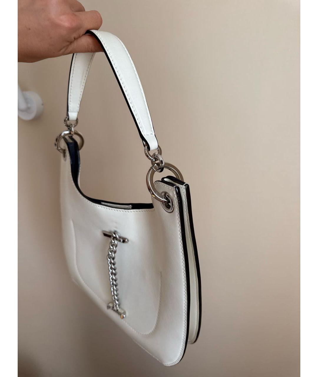 JIMMY CHOO Белая кожаная сумка с короткими ручками, фото 8