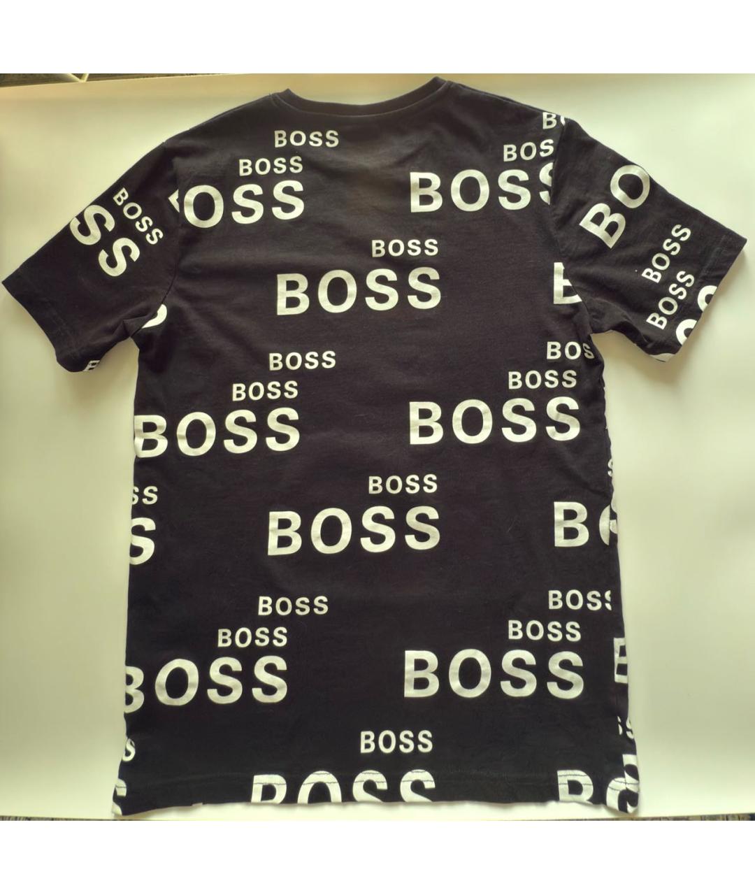BOSS KIDS Черная хлопковая детская футболка, фото 3