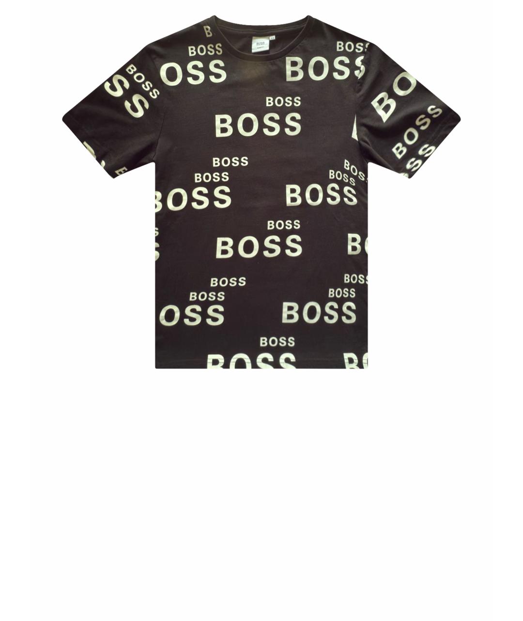 BOSS KIDS Черная хлопковая детская футболка, фото 1