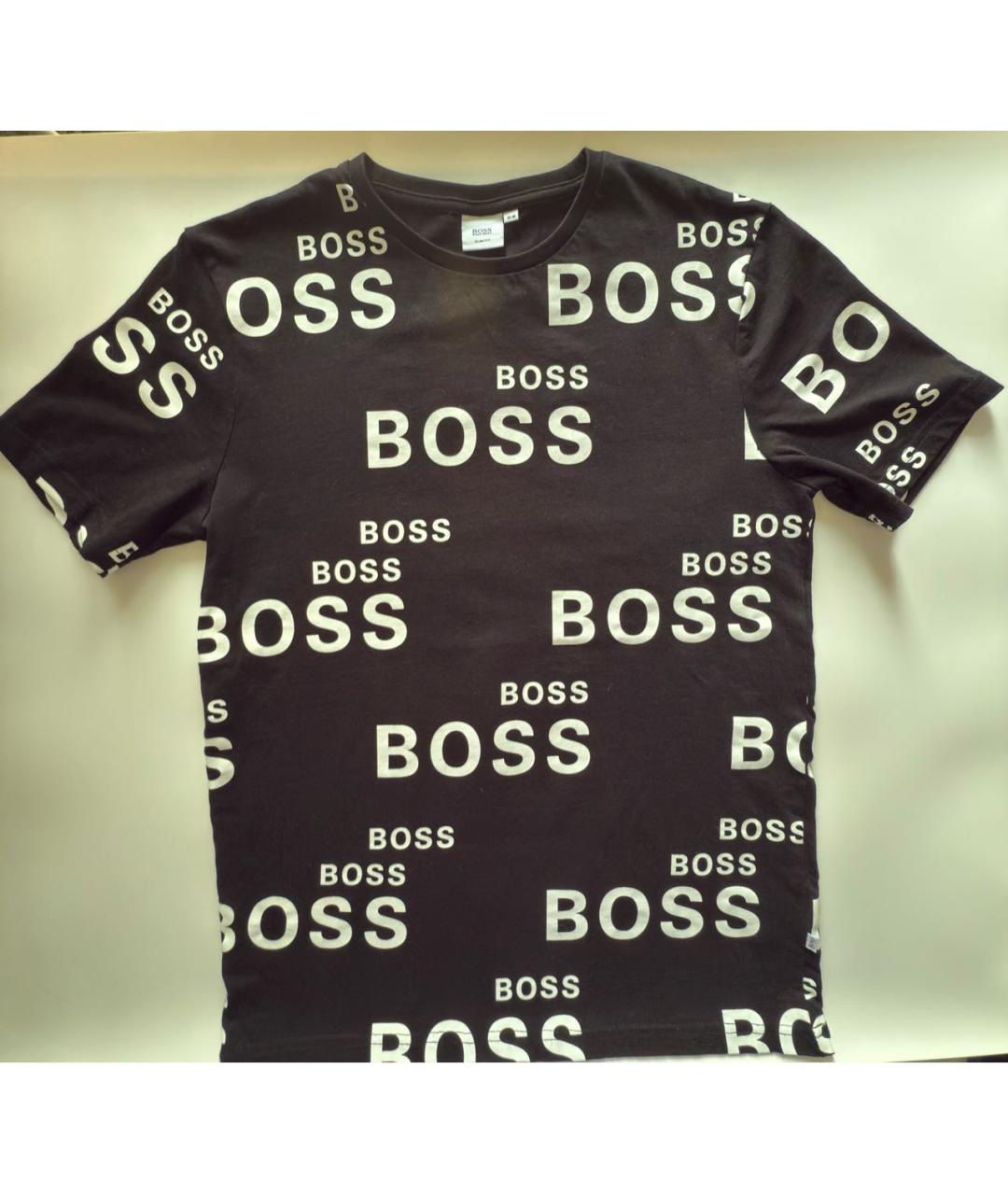 BOSS KIDS Черная хлопковая детская футболка, фото 6