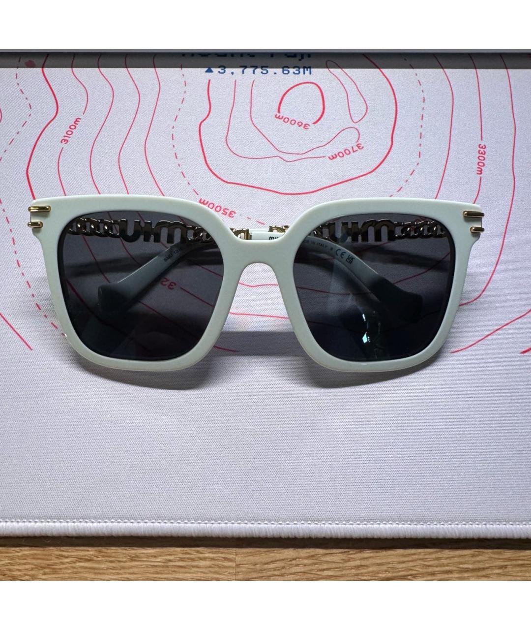 MIU MIU Белые пластиковые солнцезащитные очки, фото 5