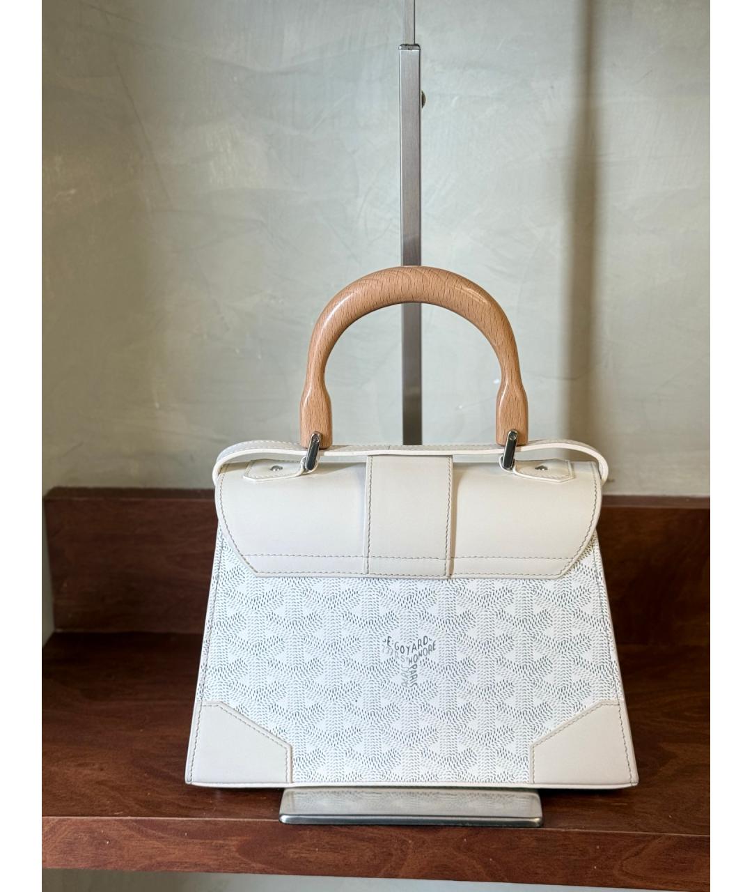 GOYARD Белая сумка с короткими ручками из искусственной кожи, фото 5