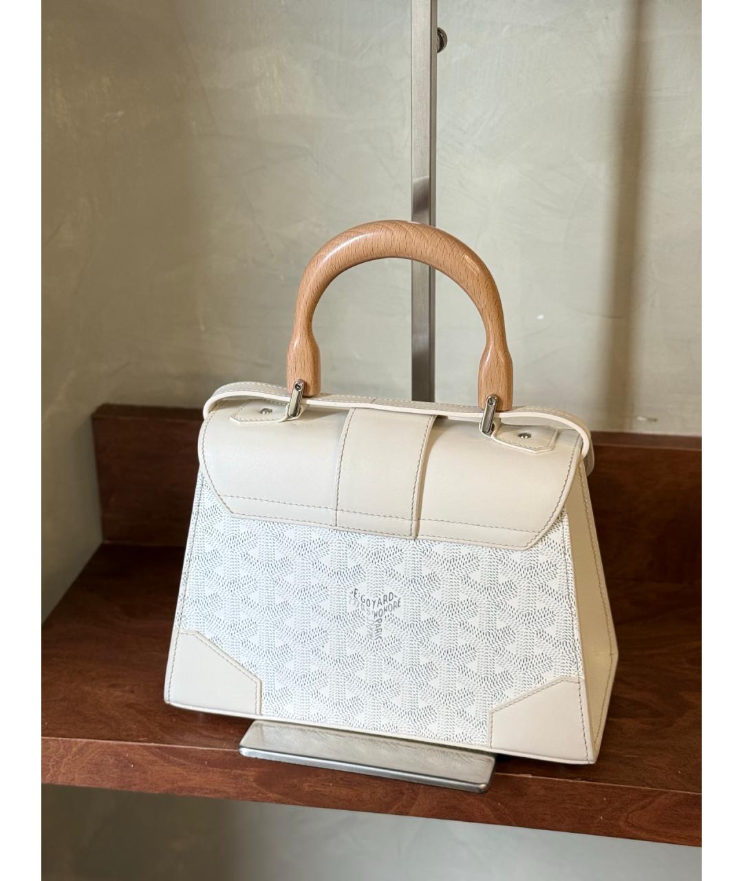 GOYARD Белая сумка с короткими ручками из искусственной кожи, фото 6