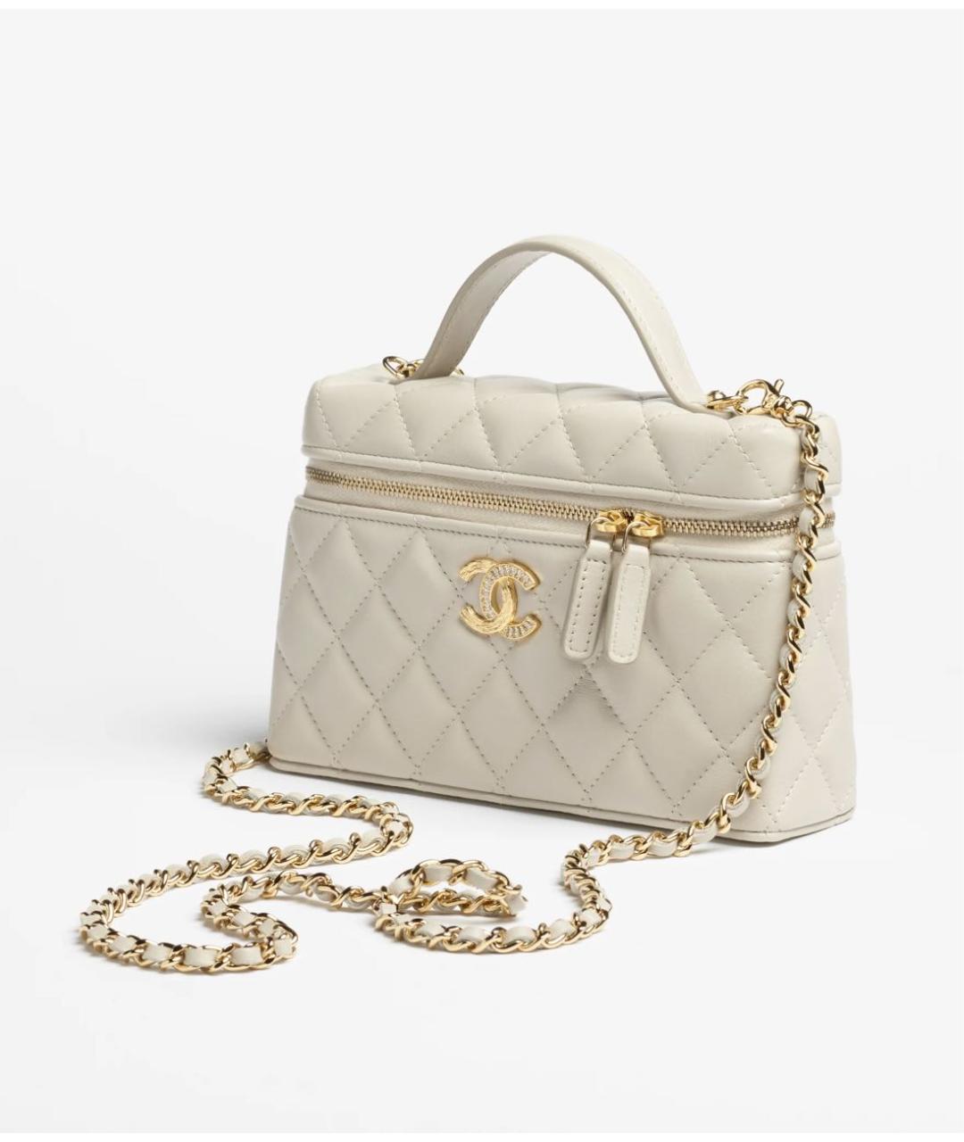 CHANEL Серая кожаная сумка с короткими ручками, фото 5