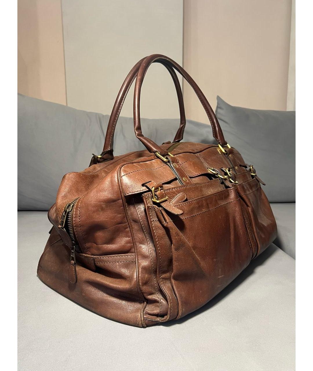 BALENCIAGA Коричневая кожаная дорожная/спортивная сумка, фото 2