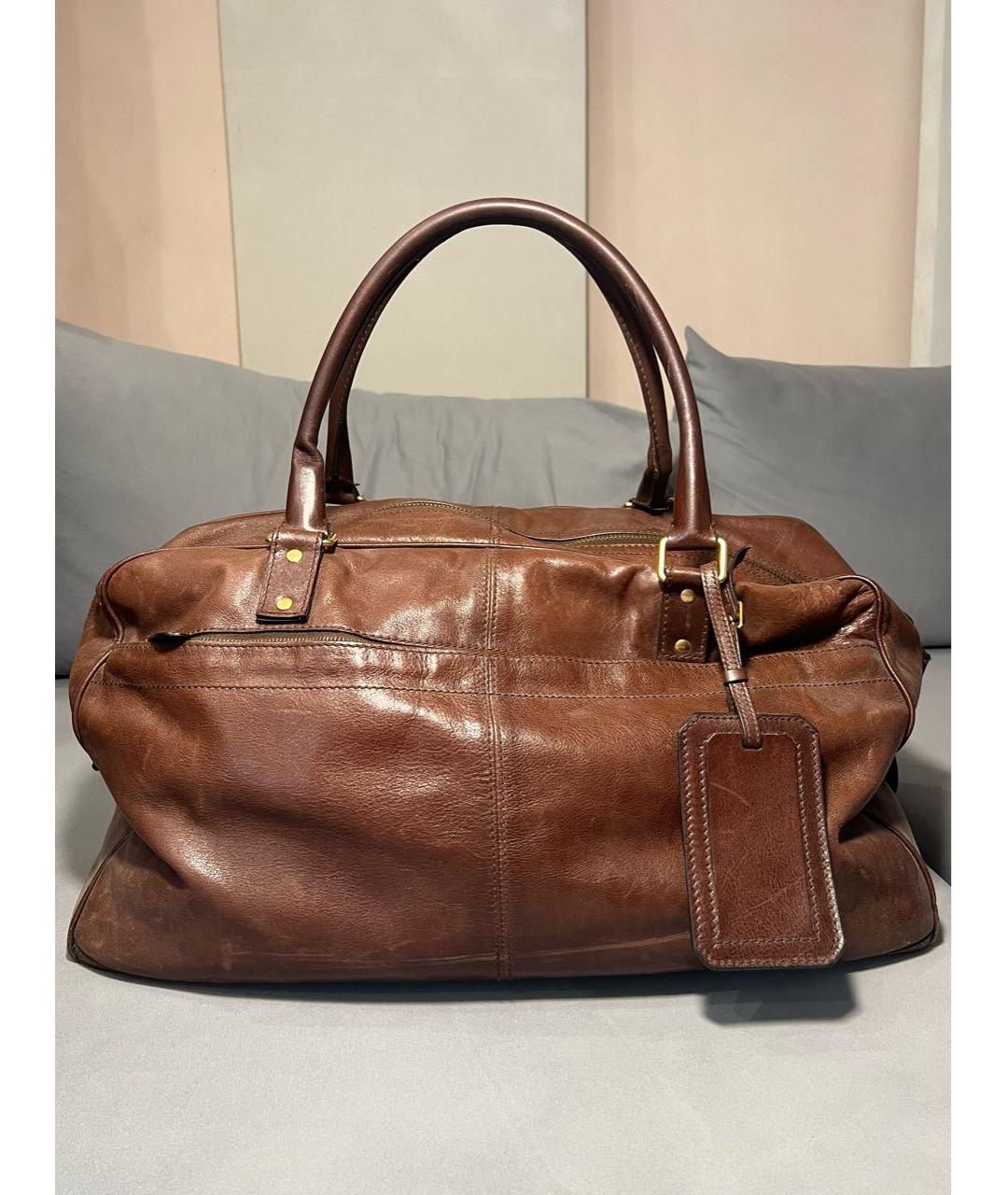 BALENCIAGA Коричневая кожаная дорожная/спортивная сумка, фото 3