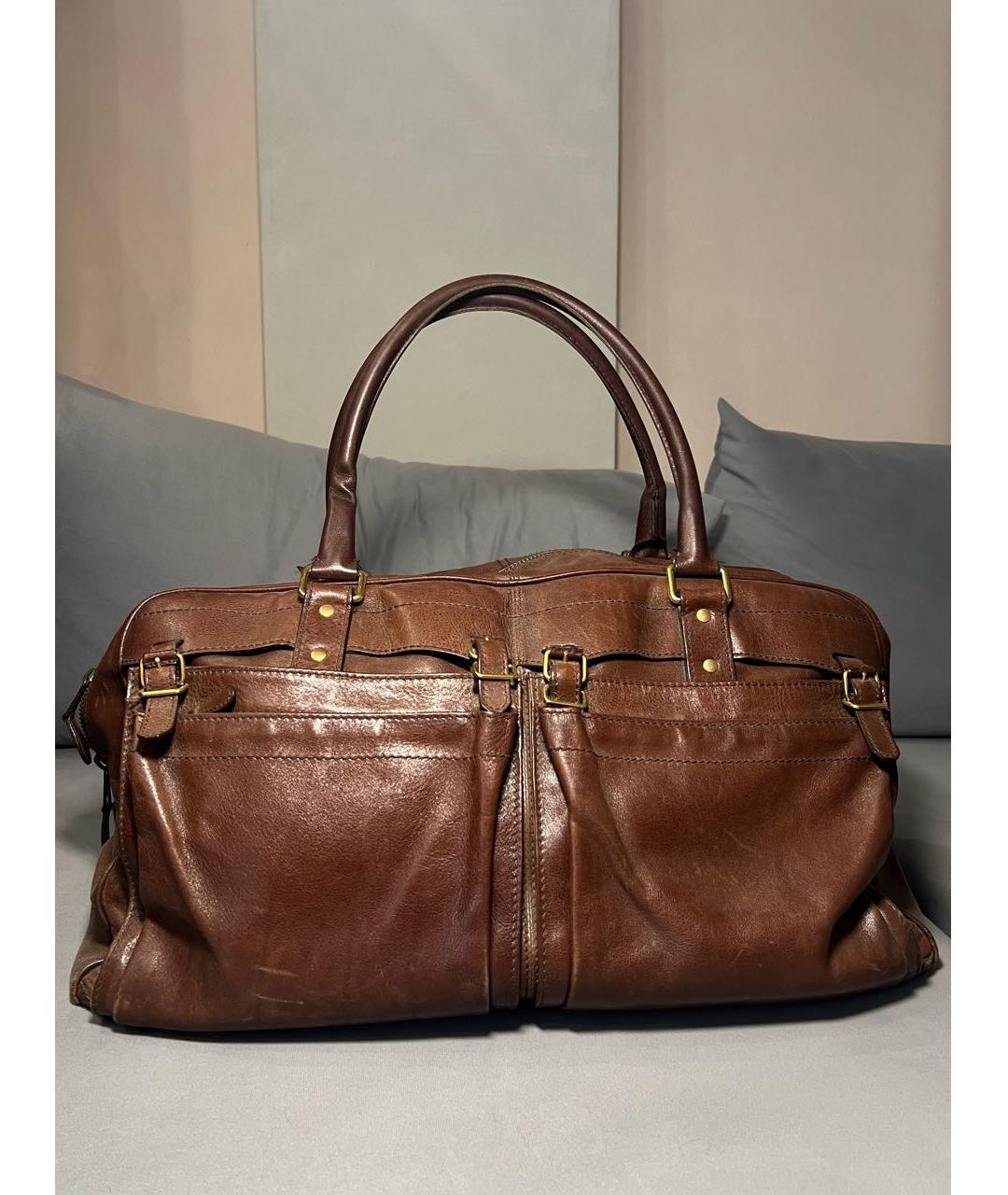 BALENCIAGA Коричневая кожаная дорожная/спортивная сумка, фото 9