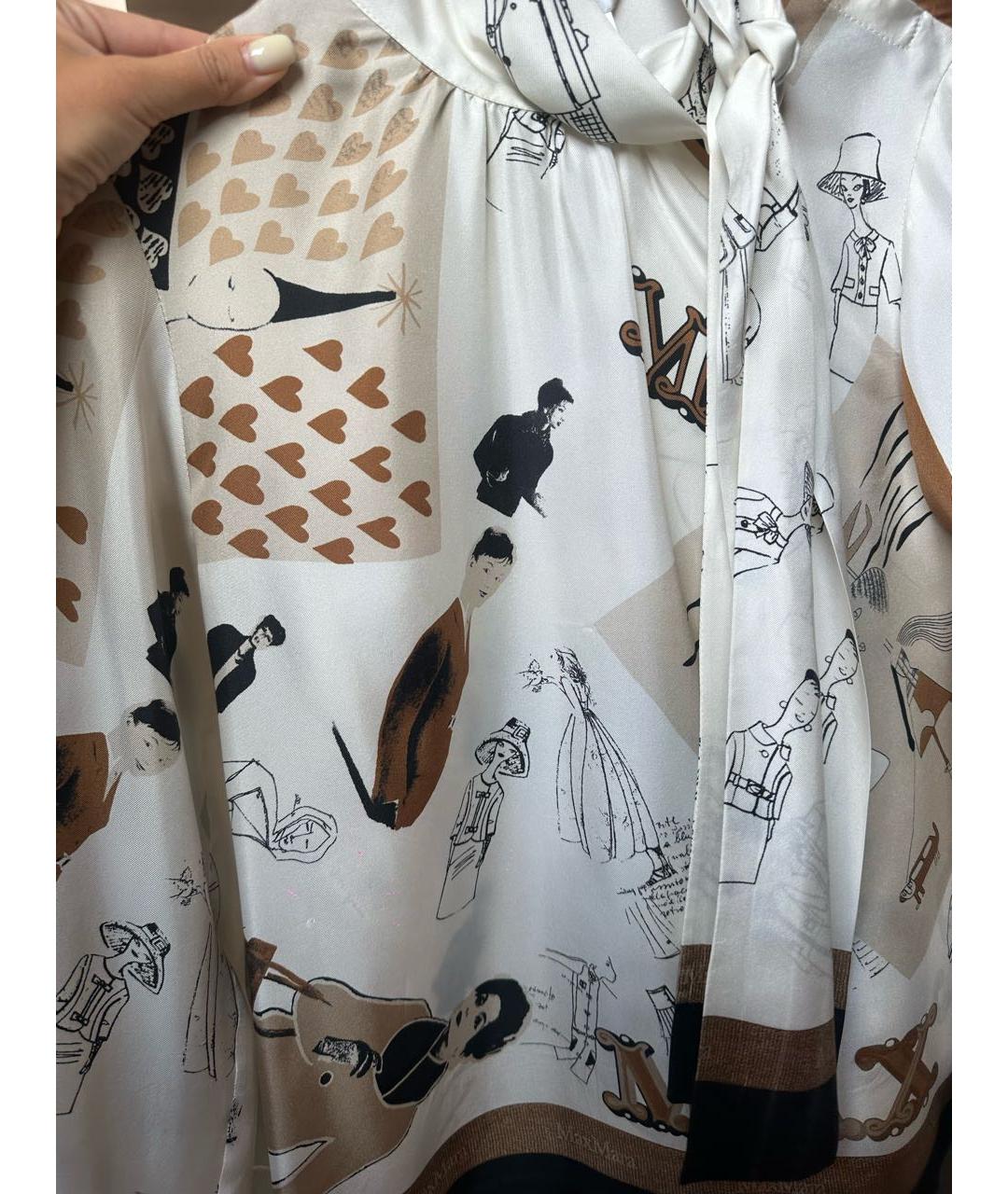 'S MAX MARA Белая шелковая блузы, фото 4