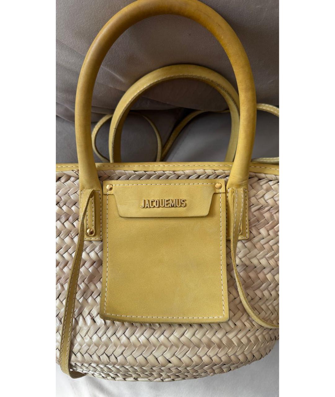 JACQUEMUS Желтая пелетеная пляжная сумка, фото 2