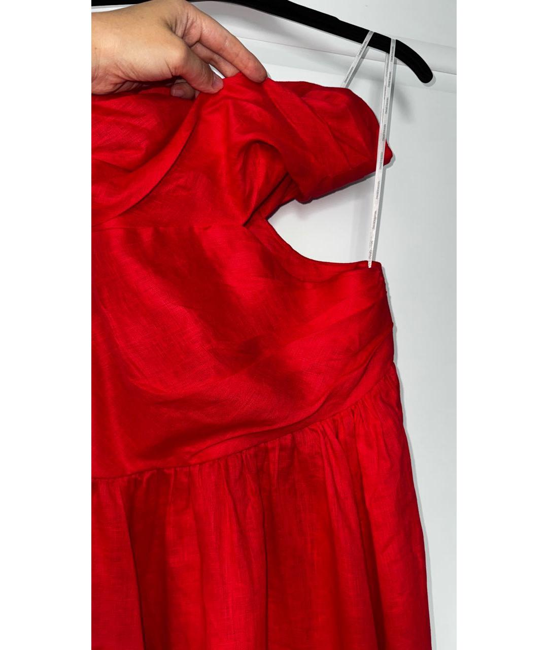 ZIMMERMANN Красное льняное повседневное платье, фото 5