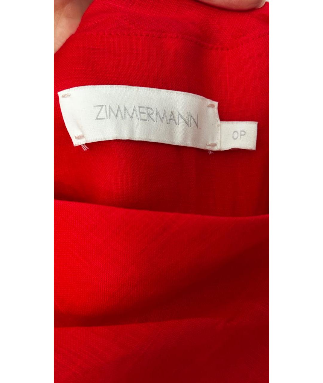 ZIMMERMANN Красное льняное повседневное платье, фото 3
