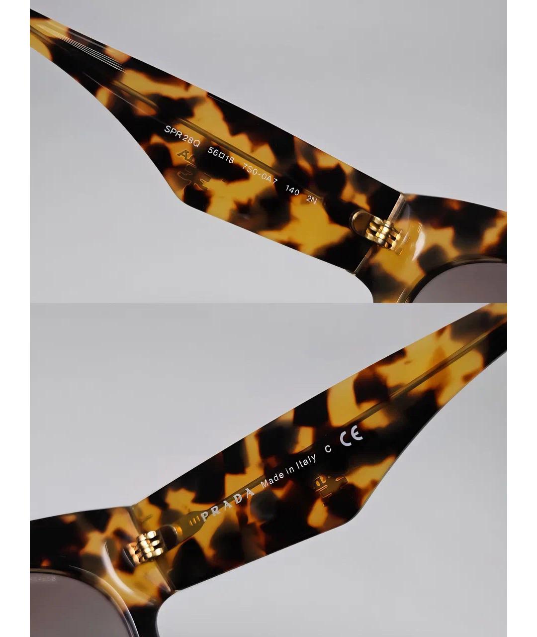 PRADA Коричневые пластиковые солнцезащитные очки, фото 9