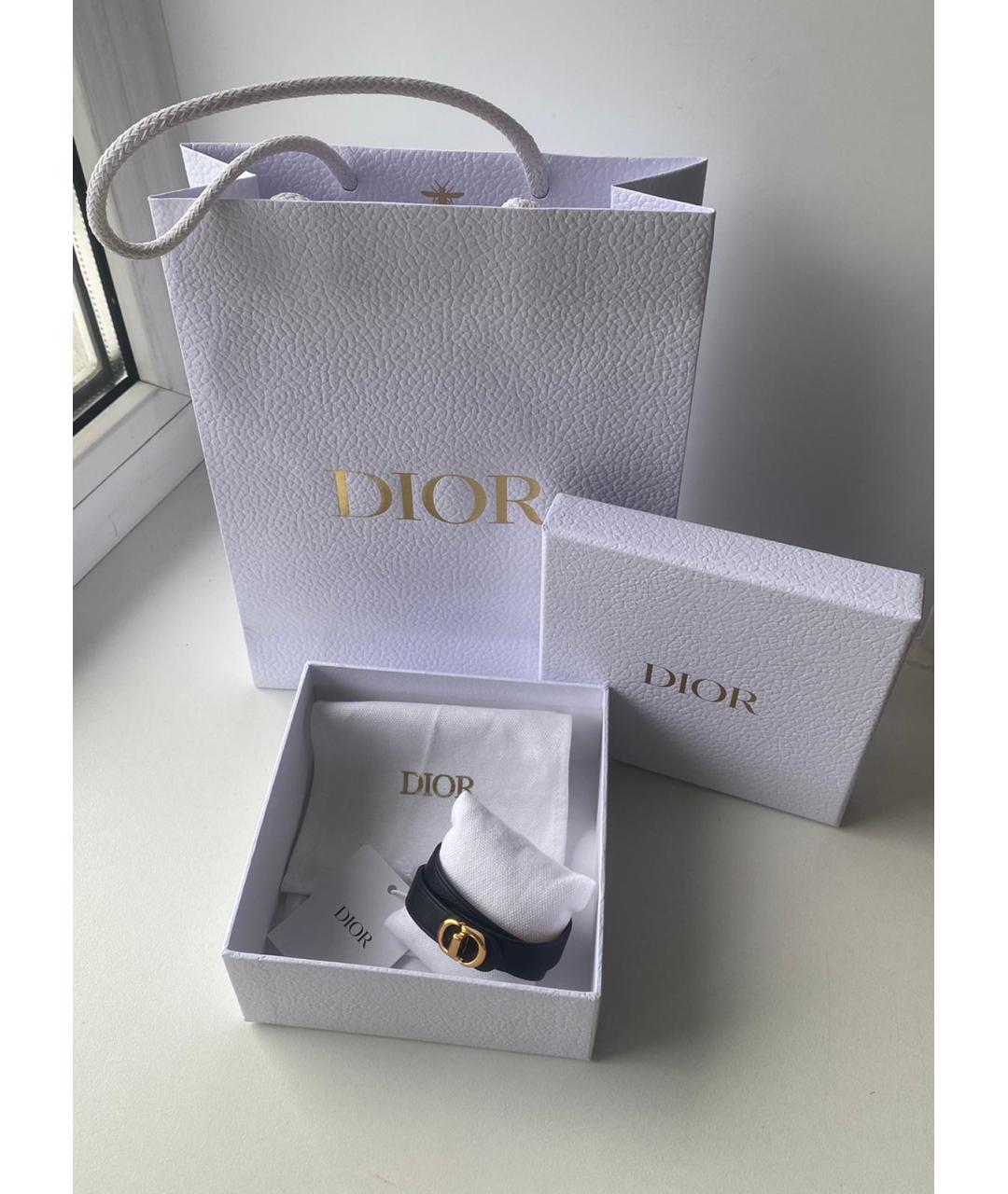 CHRISTIAN DIOR Черный кожаный браслет, фото 6