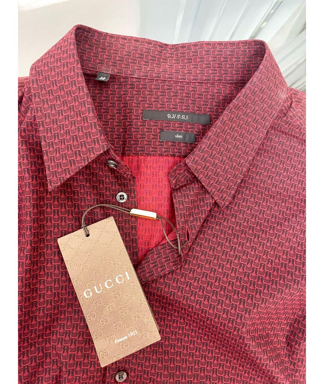 GUCCI Бордовая хлопковая кэжуал рубашка, фото 3