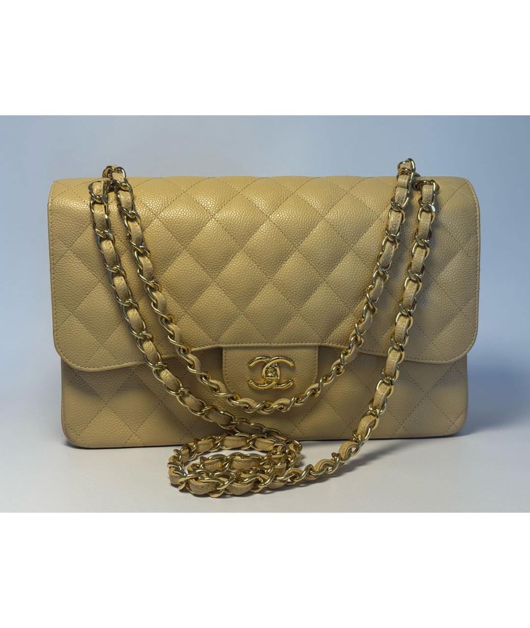 CHANEL Бежевая кожаная сумка через плечо, фото 9