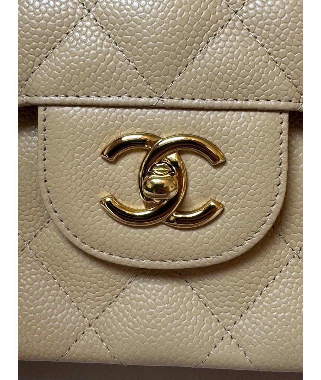 CHANEL Бежевая кожаная сумка через плечо, фото 6