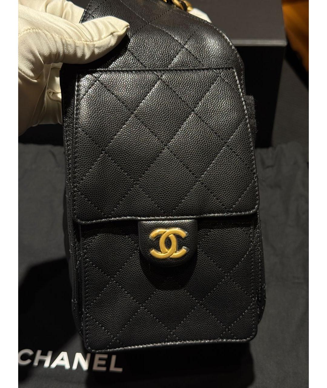 CHANEL Черная кожаная сумка через плечо, фото 4