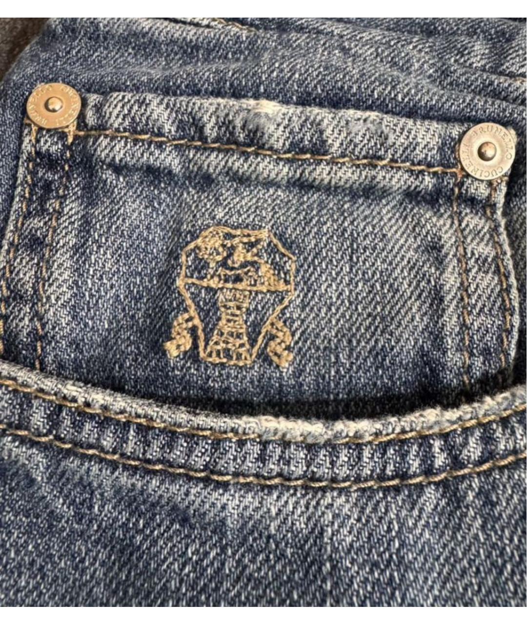 BRUNELLO CUCINELLI Синие хлопковые джинсы, фото 5