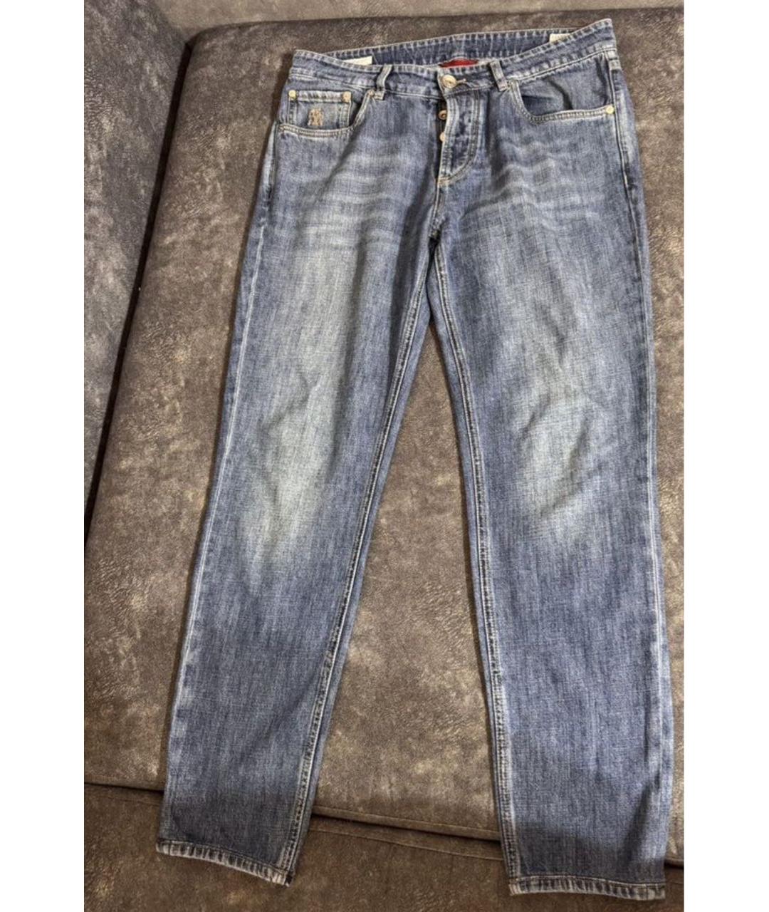 BRUNELLO CUCINELLI Синие хлопковые джинсы, фото 7