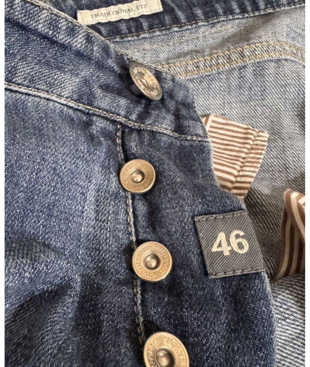 BRUNELLO CUCINELLI Синие хлопковые джинсы, фото 3