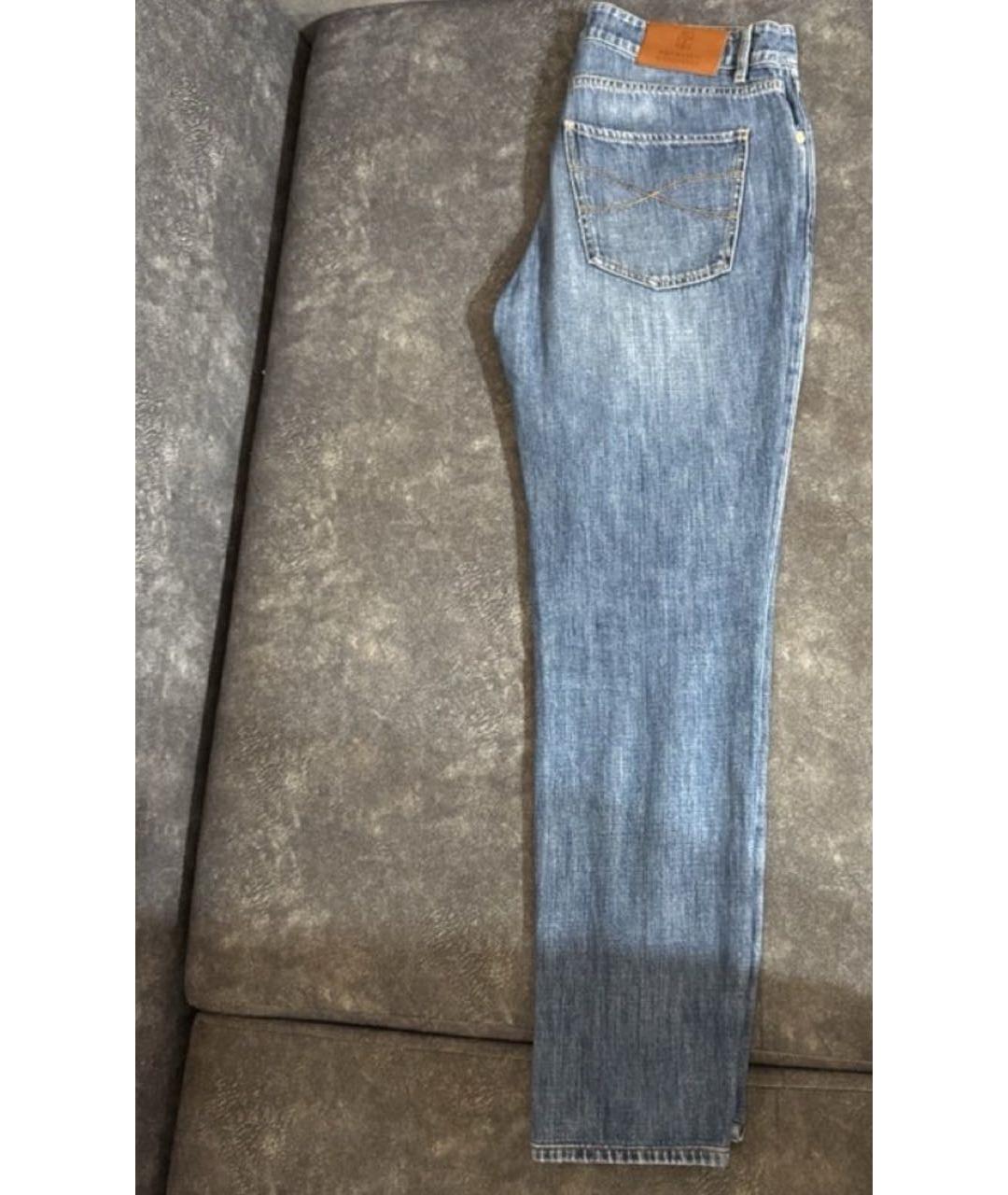 BRUNELLO CUCINELLI Синие хлопковые джинсы, фото 2