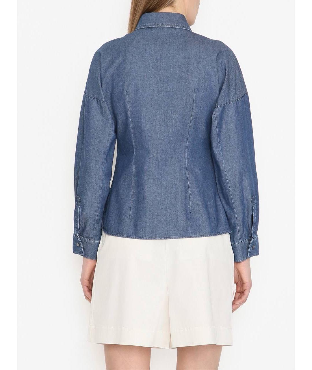 WEEKEND MAX MARA Синяя хлопковая рубашка, фото 3