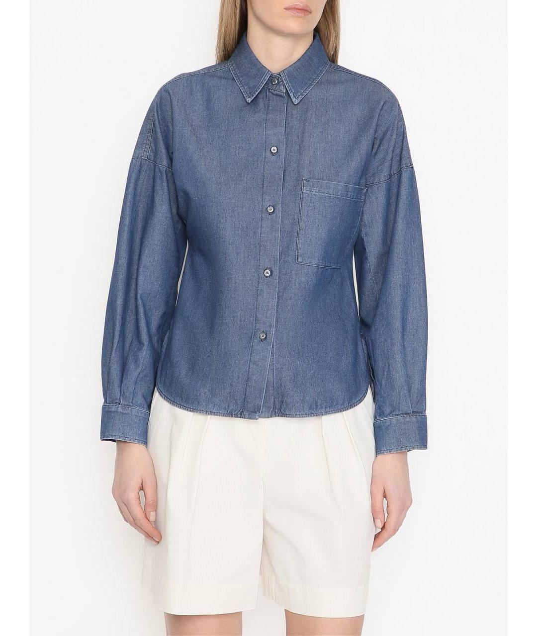 WEEKEND MAX MARA Синяя хлопковая рубашка, фото 2