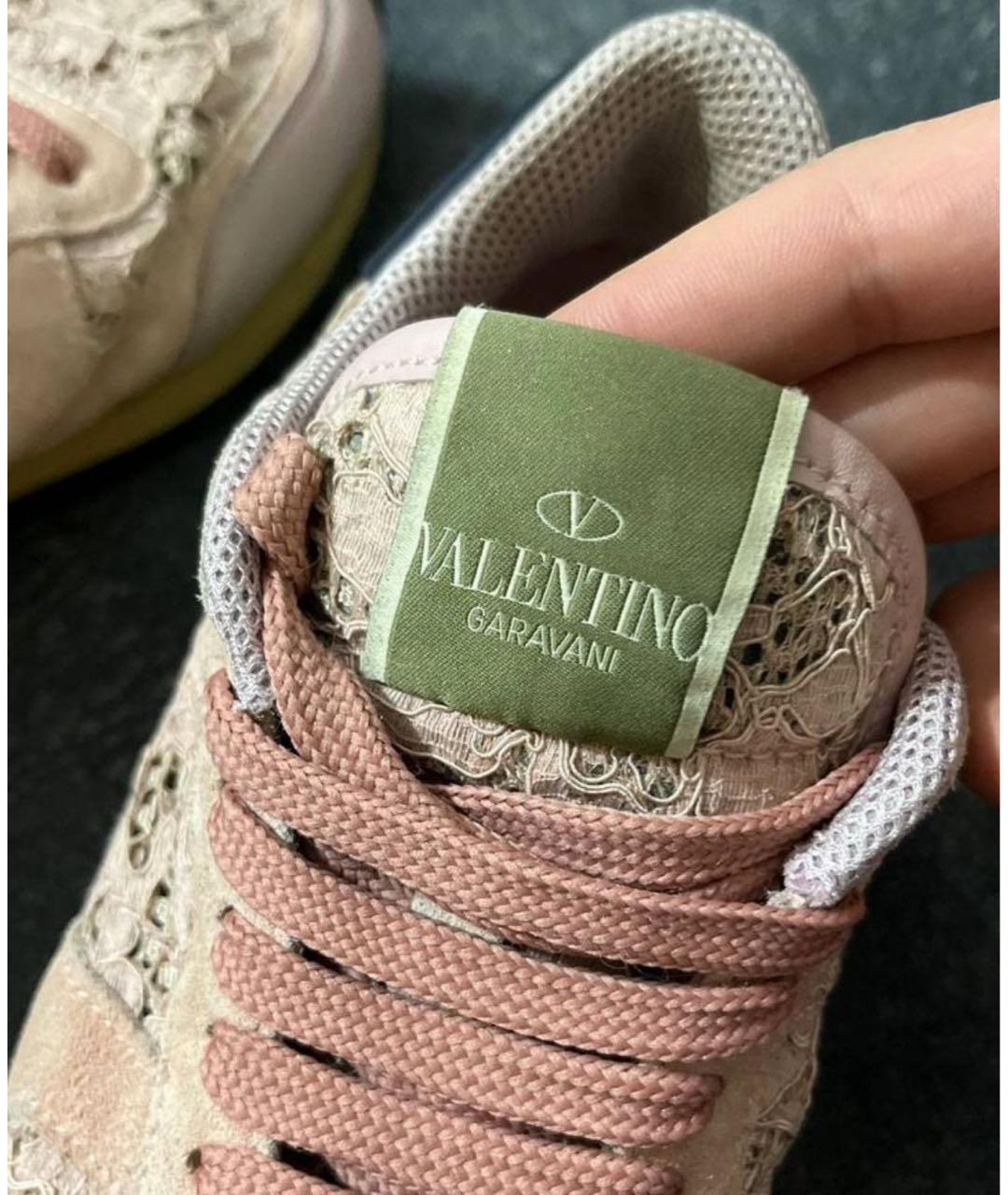 VALENTINO Розовые текстильные кроссовки, фото 4