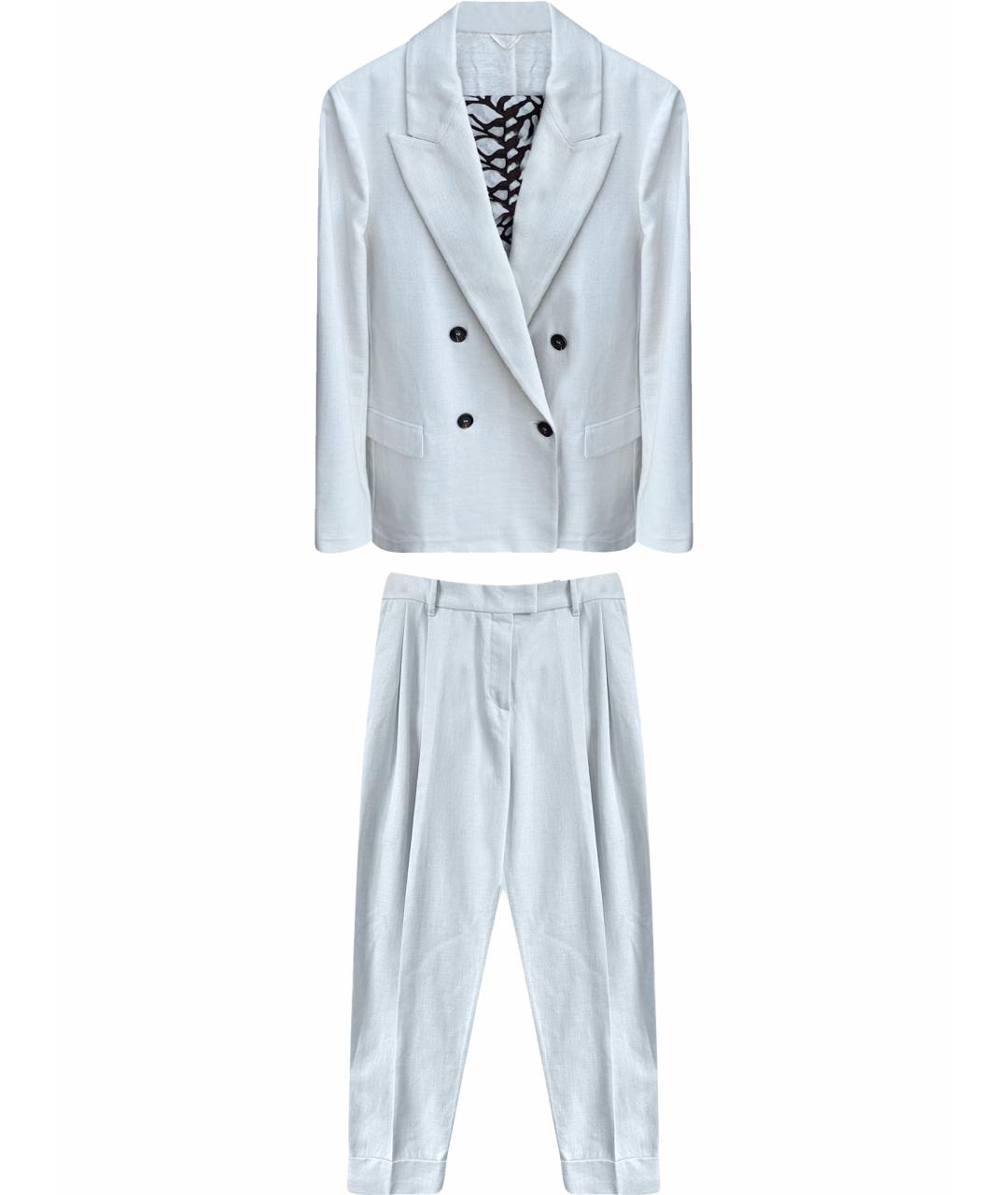 BRUNELLO CUCINELLI Белый вискозный костюм с брюками, фото 1