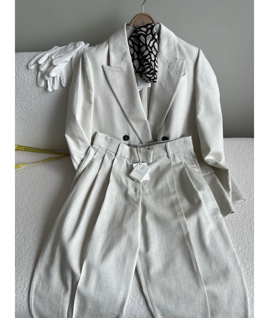 BRUNELLO CUCINELLI Белый вискозный костюм с брюками, фото 3