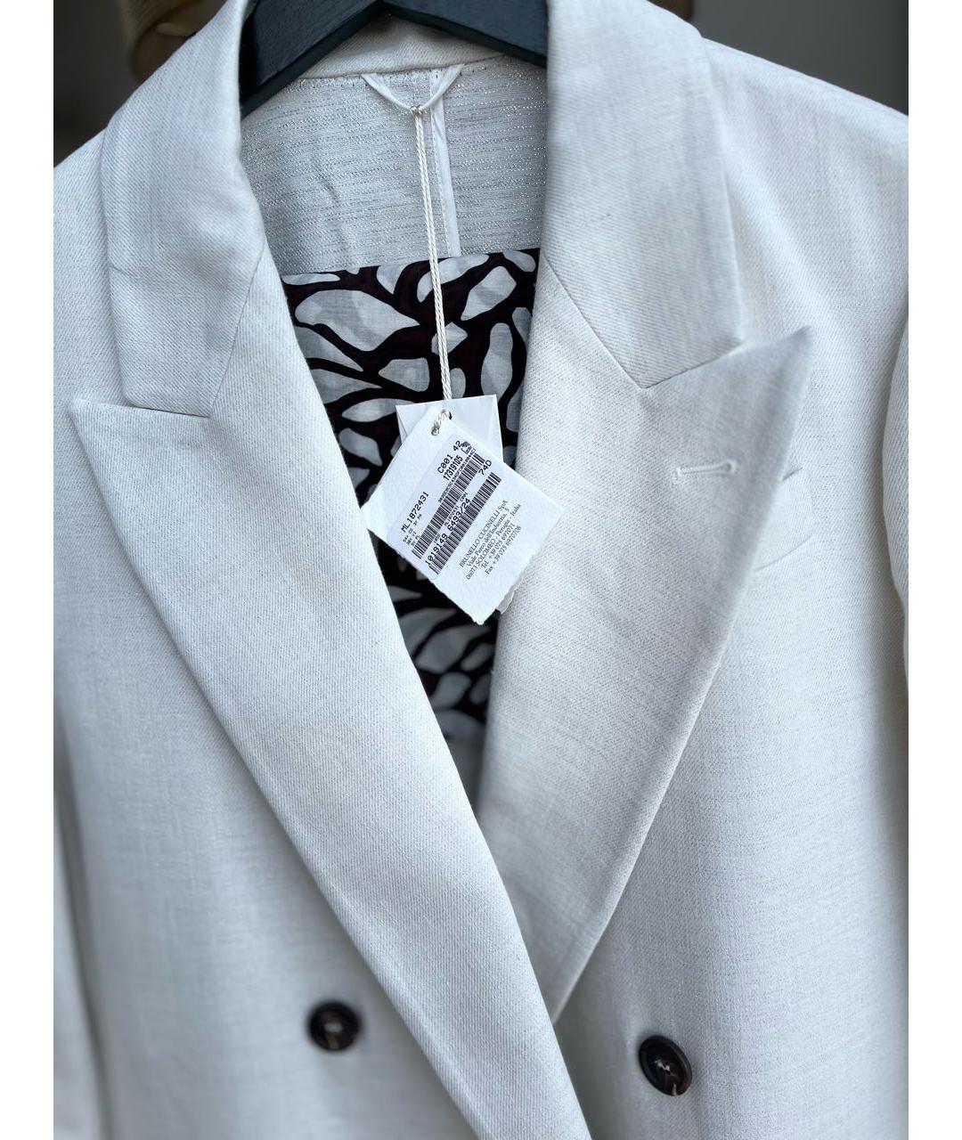 BRUNELLO CUCINELLI Белый вискозный костюм с брюками, фото 4