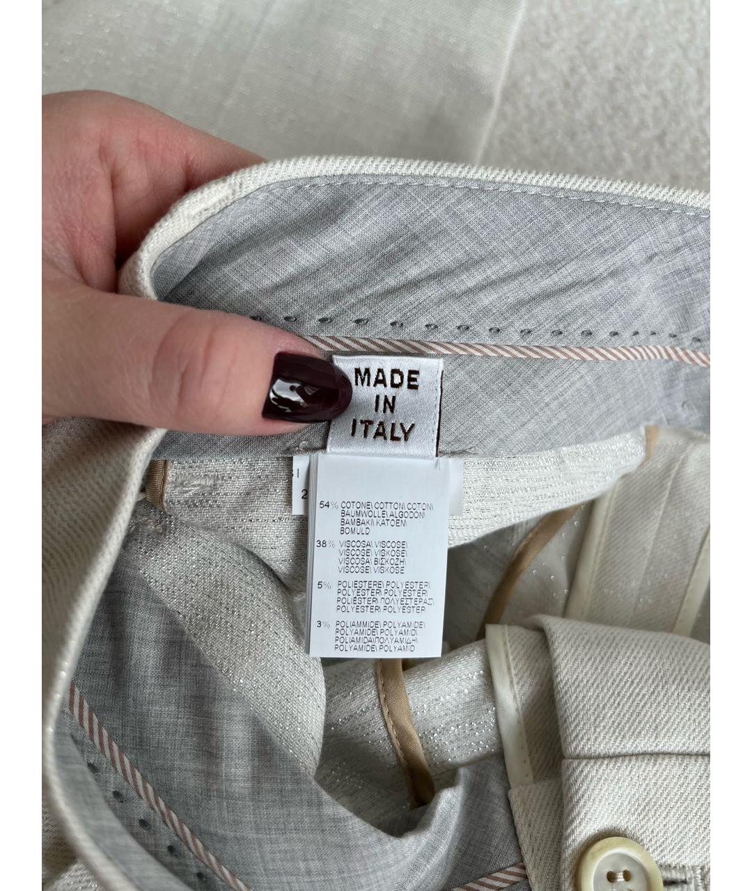 BRUNELLO CUCINELLI Белый вискозный костюм с брюками, фото 7