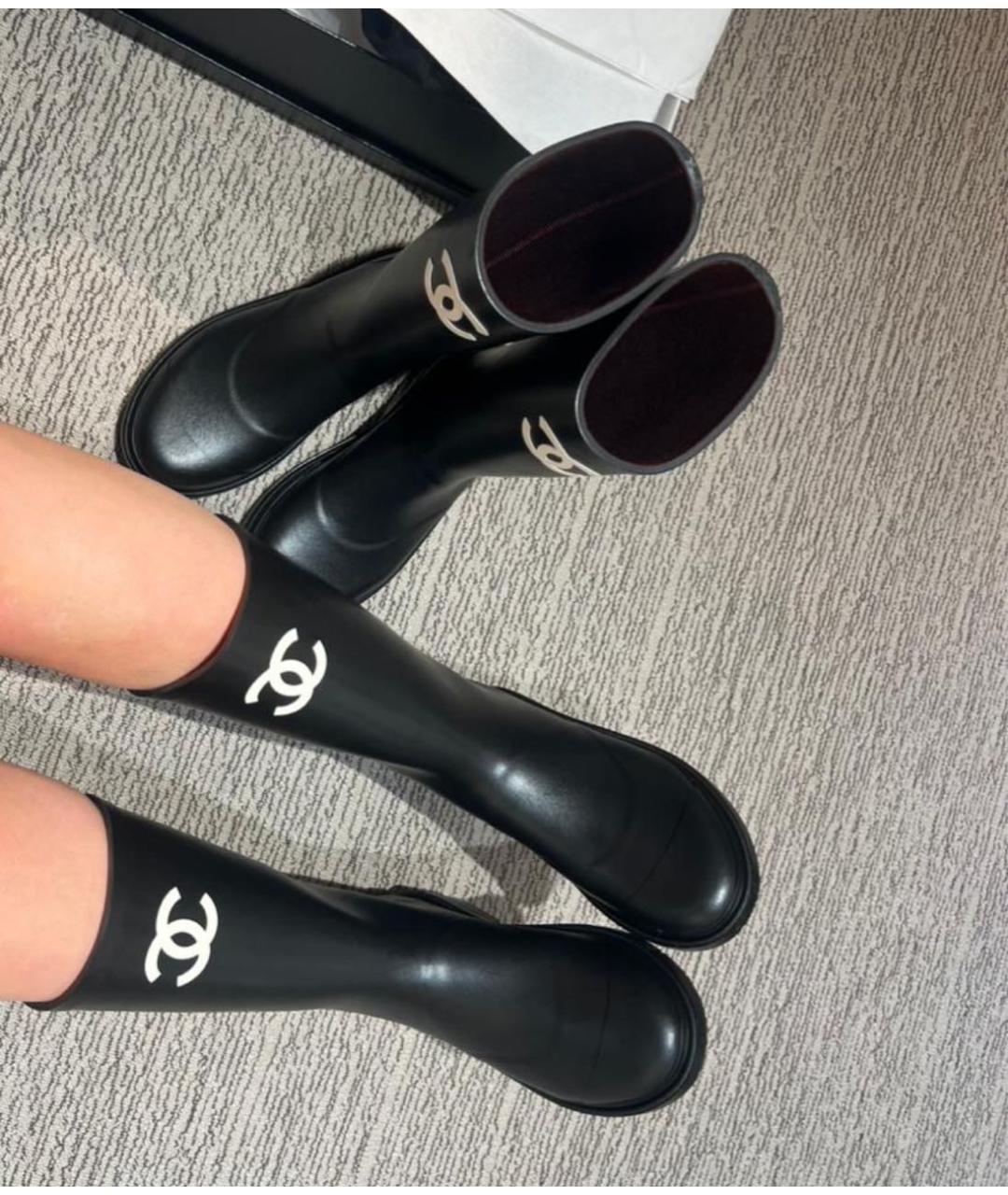 CHANEL Черные резиновые сапоги, фото 3