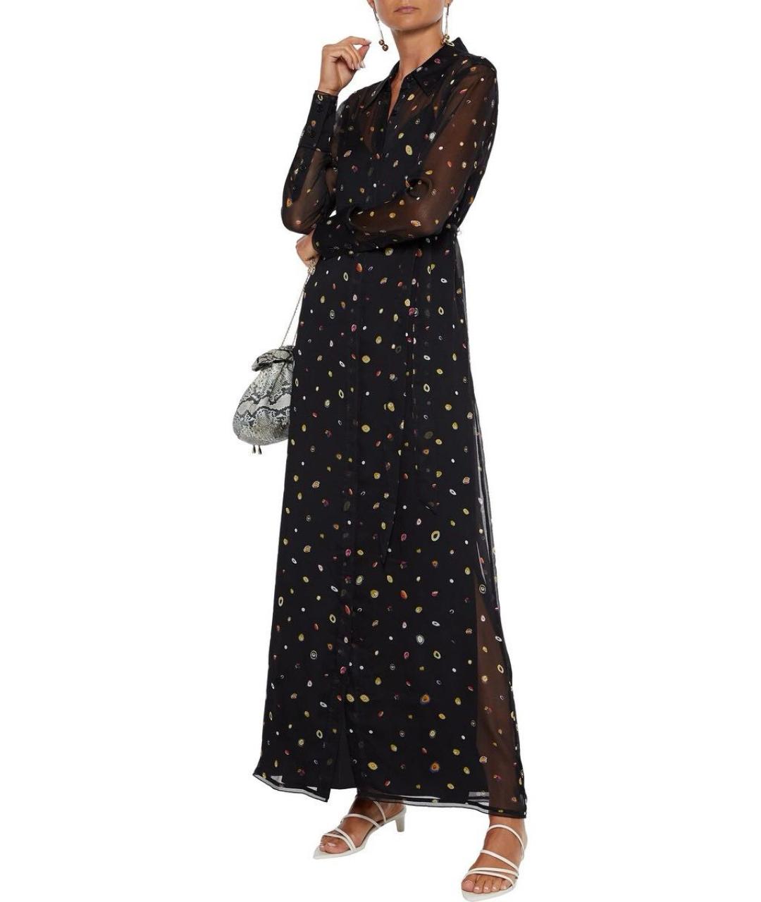 DIANE VON FURSTENBERG Черное шелковое повседневное платье, фото 7