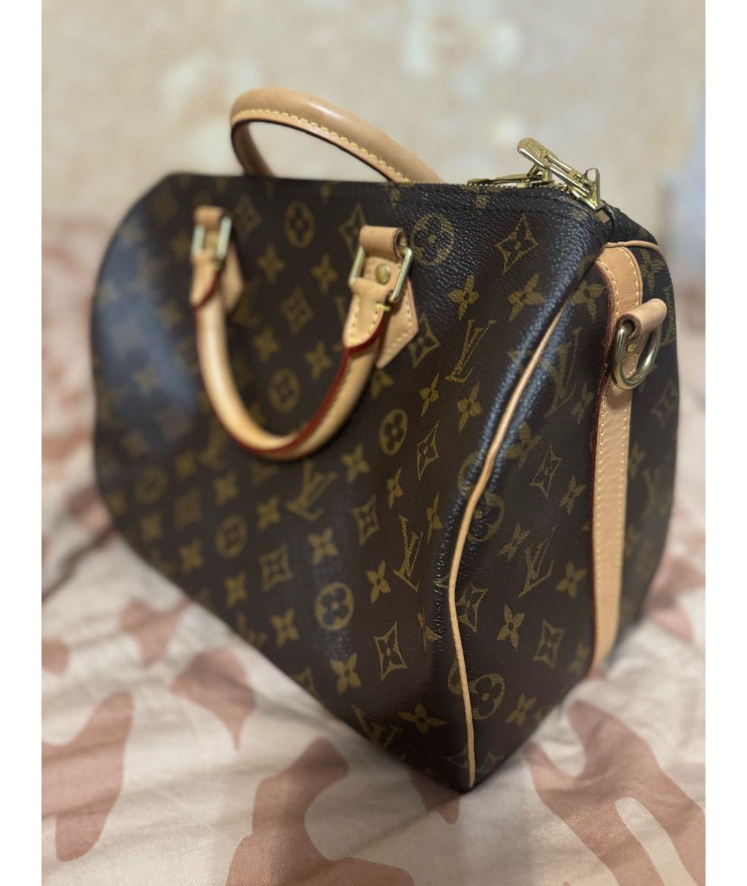 LOUIS VUITTON Коричневая кожаная сумка с короткими ручками, фото 2