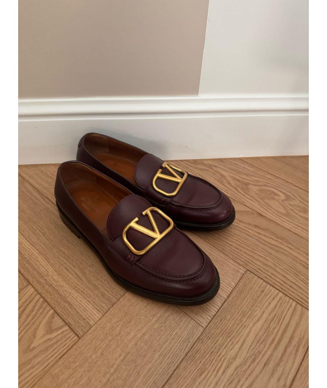 VALENTINO Бордовые кожаные лоферы, фото 5