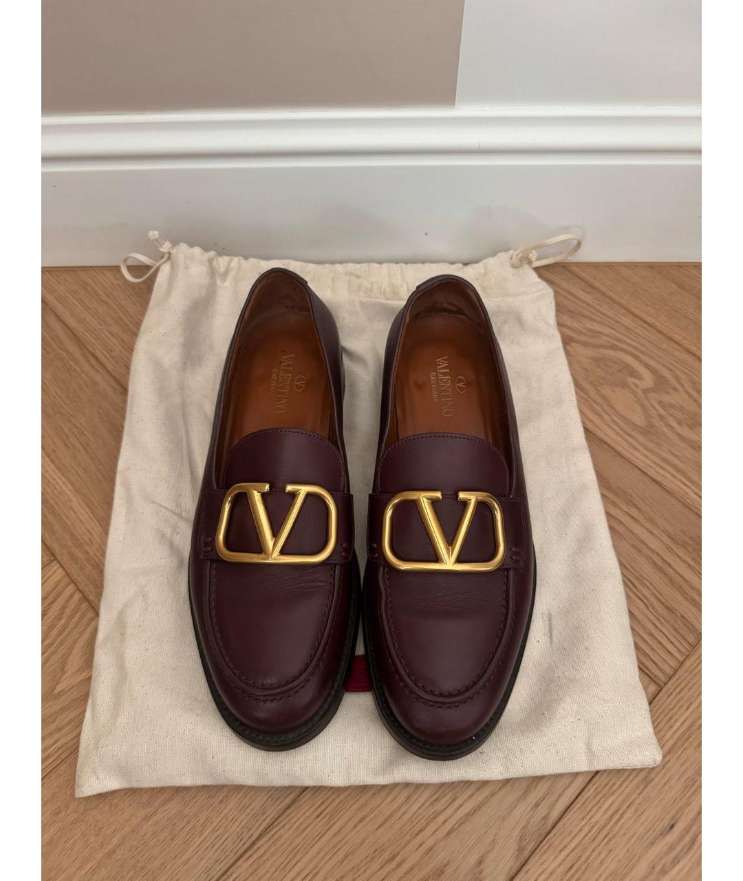 VALENTINO Бордовые кожаные лоферы, фото 3