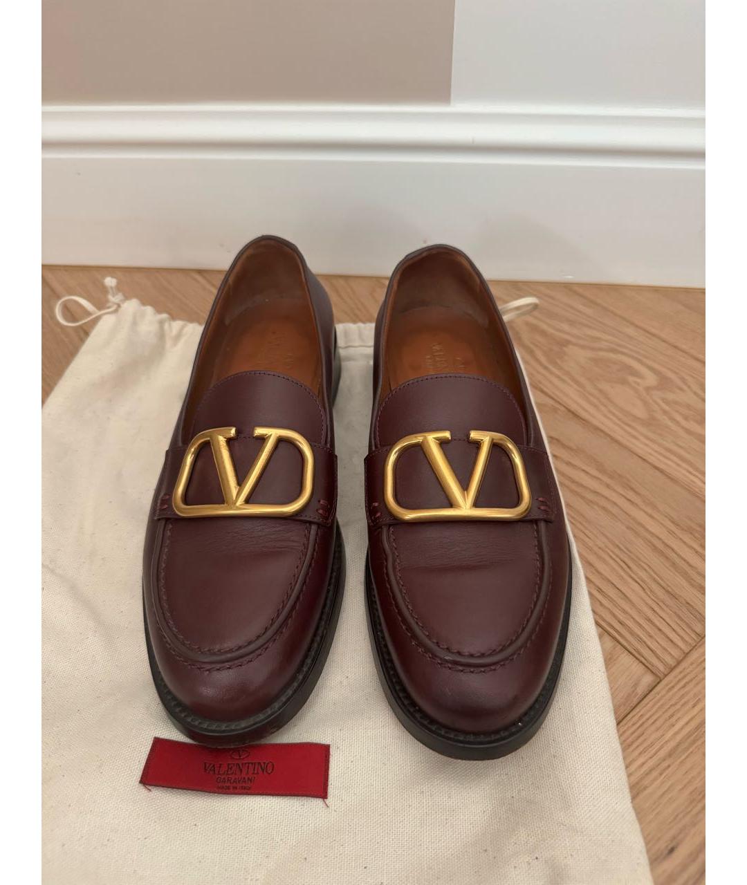 VALENTINO Бордовые кожаные лоферы, фото 2