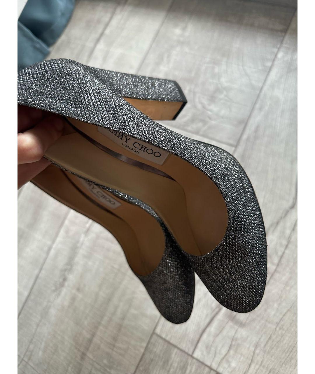JIMMY CHOO Серебряные кожаные туфли, фото 8
