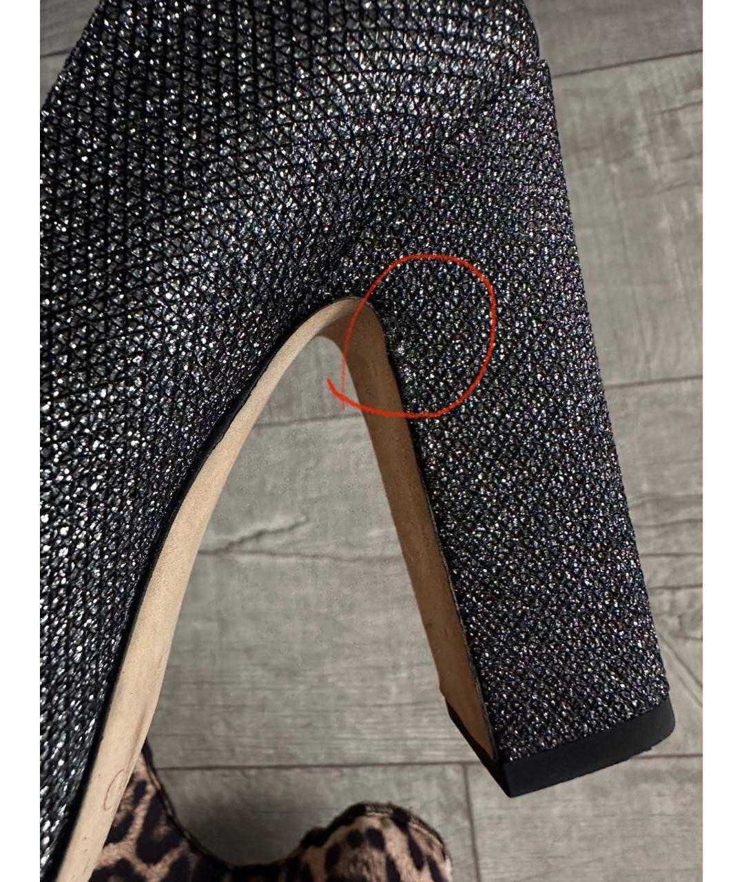 JIMMY CHOO Серебряные кожаные туфли, фото 7