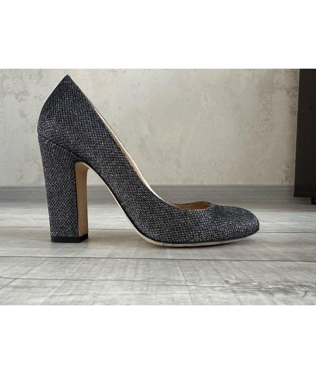 JIMMY CHOO Серебряные кожаные туфли, фото 6