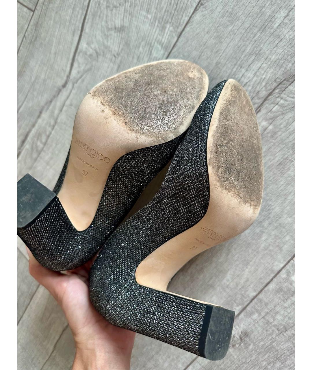 JIMMY CHOO Серебряные кожаные туфли, фото 5
