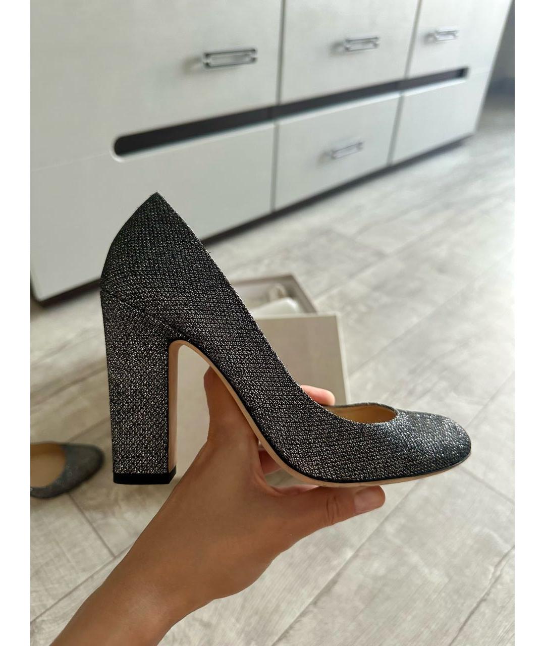 JIMMY CHOO Серебряные кожаные туфли, фото 9