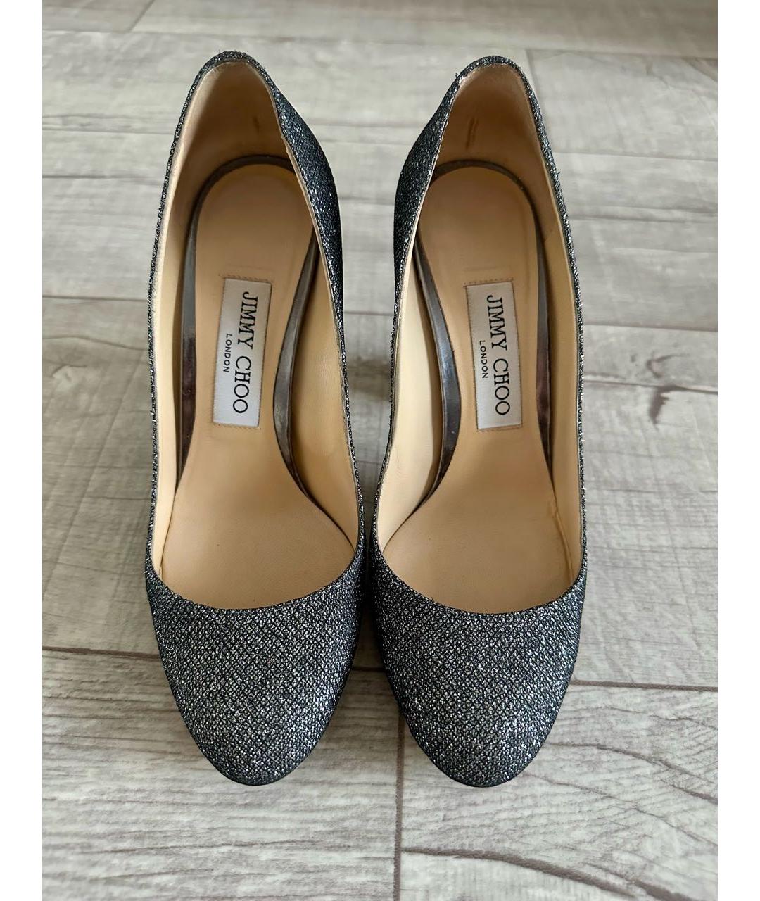 JIMMY CHOO Серебряные кожаные туфли, фото 2