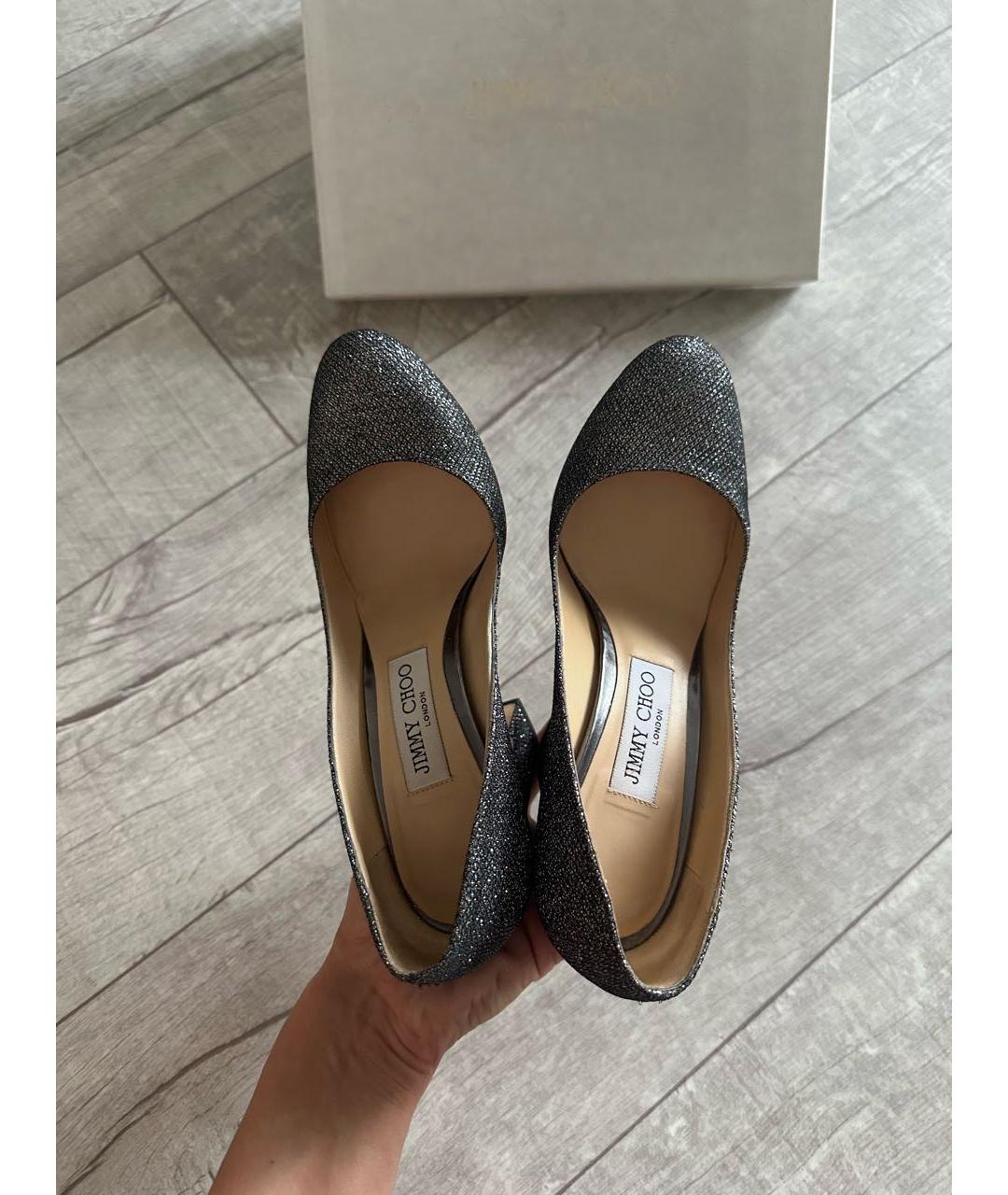 JIMMY CHOO Серебряные кожаные туфли, фото 3