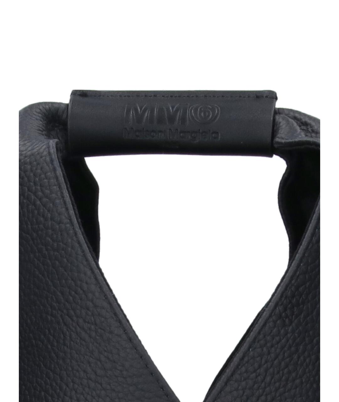 MM6 MAISON MARGIELA Черная кожаная сумка тоут, фото 4